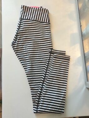 lululemon athletica Black & White Striped Leggings